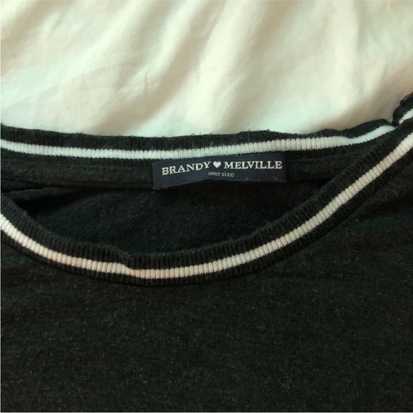 Brandy Melville Black T-shirt with White Collar - Picture 2 of 5